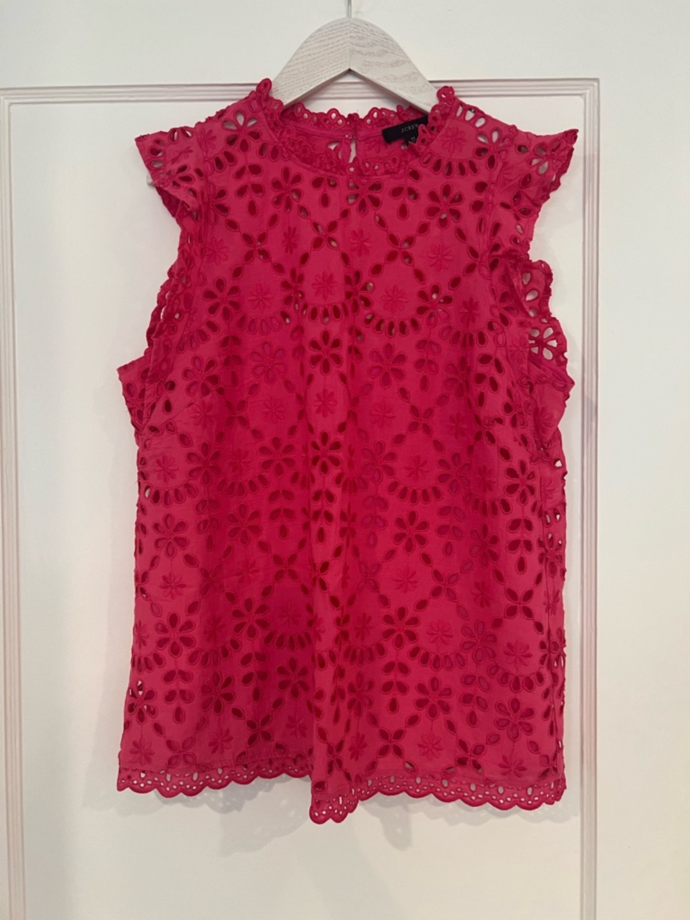 J. Crew Women's Pink Eyelet Lace Sleeveless Top